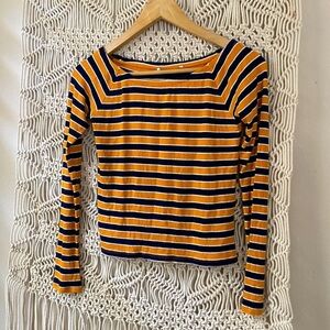 Y2K 2000’s cropped striped long sleeve shirt sz small